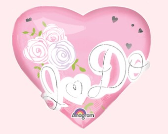 28" I Do Pink Heart Balloon | Bridal Shower Decorations | Engagement Party Supplies | Pink Wedding Shower Decor