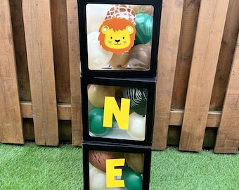 Safari Balloon Boxes | Jungle Birthday Party Decorations | Wild One Party Decor | Two Wild Party Supplies