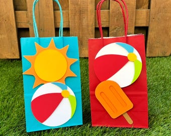 Pool Party Favour Bags | Bright Pool Birthday Party Decorations | Summer Party Supplies | Beach Ball Party Decor | One in the Sun