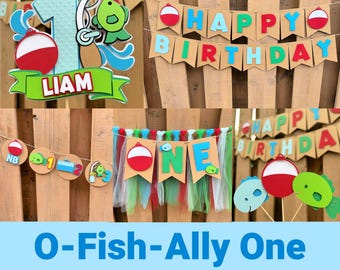 O-Fish-Ally One Party Bundle | Reeling in The Big One First Birthday Party Decorations | Fishing Party Supplies