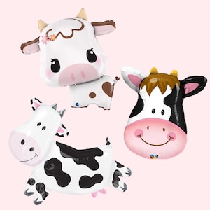 Cow Balloons | Farm Birthday Party Decorations | Holy Cow I&#39;m One Party Decor | Moo I&#39;m Two Party | Barnyard Birthday Party Supplies
