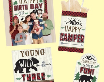 Lumberjack Party Decorations | Wild One Birthday Party Decoration | One Happy Camper Party Decor | Buffalo Plaid Party