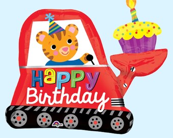 31" Digger Birthday Balloon | Construction Party Supplies | Construction Birthday Party Decoration