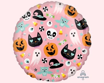 18" Pink Halloween Balloon | Pink Halloween Birthday Party Decorations | Pastel Spooky One Decor | Two Spooky Party Supplies