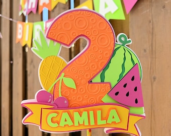 Custom Fruit Cake Topper | TWOtti Fruitti Birthday Party Decorations | Sweet One Party Decor | Two Sweet Fruit Party Supplies| Tutti Fruitti