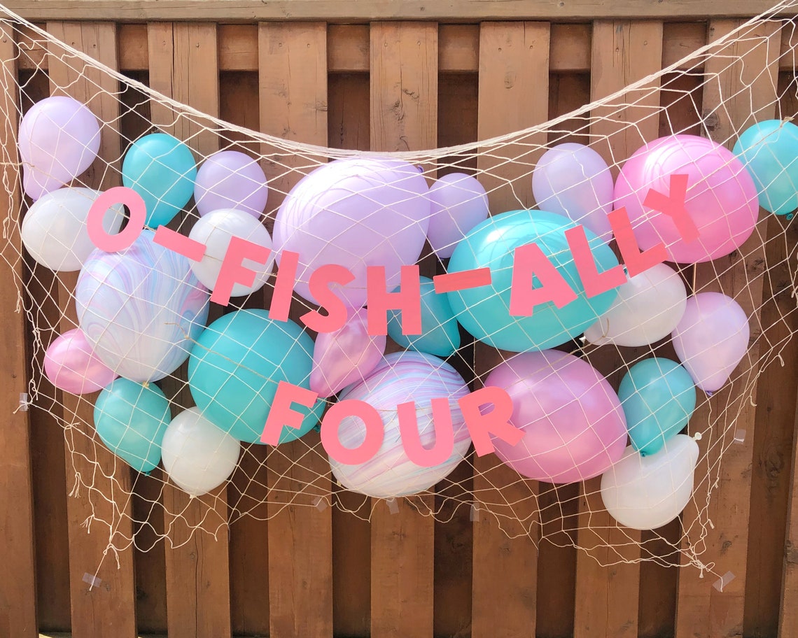 Mermaid Balloon Fish Net Backdrop | Mermaid Party Decorations | Girls O ...