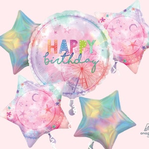 Pastel Pink Carnival Birthday Balloon Bouquet | Pastel Rainbow Birthday Party Decorations | Festival Party Decor