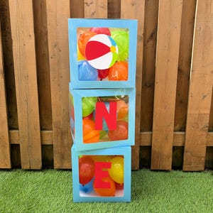Beach Ball Balloon Boxes | One in the Sun Birthday Party Decorations | Bright Pool Party Decor | Summer Party Supplies
