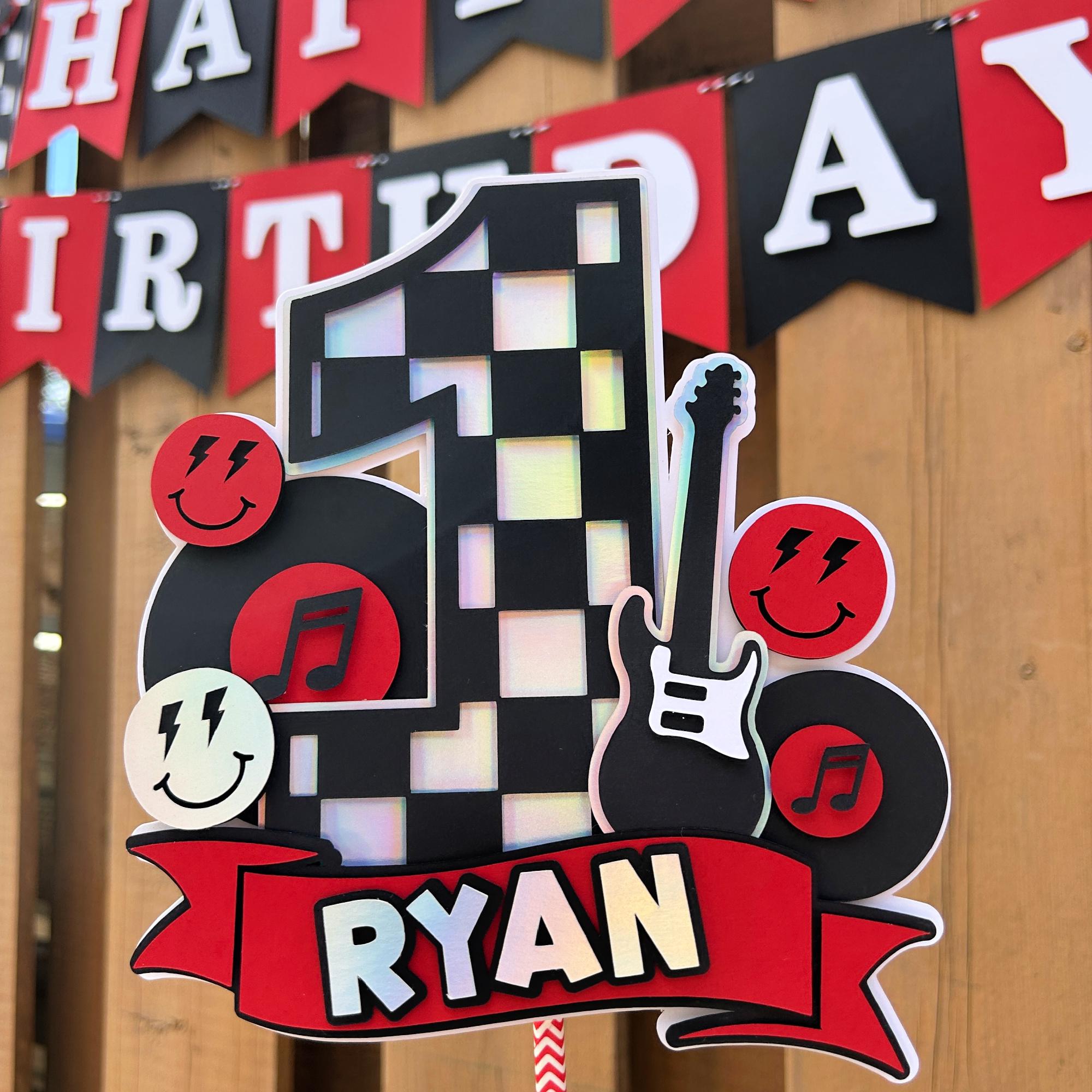 Rock & Roll Cake Topper | One Rocks Birthday Party Decorations | Rock ...