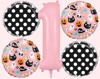 Pink The Spooky One Balloon Bouquet | Girls Halloween First Birthday Party Decorations | First Boo Day Party Decor