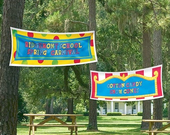 4 Pack Jumbo Carnival Banners | Carnival Birthday Party Decorations | Circus Party Supplies | Customizable Carnival Decor| Backyard Carnival