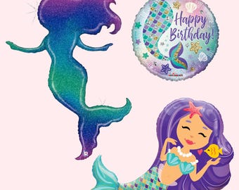 Mermaid Balloons | Mermaid Birthday Party Decorations | Under the Sea Party Supplies | ONEder the Sea | Mermaid Baby Shower | Ocean Party