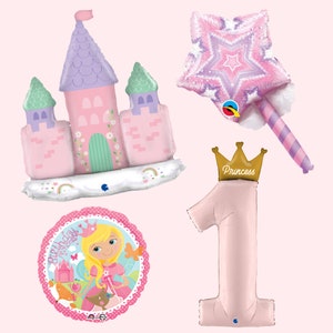 Princess Balloons | Pastel Princess Birthday Party Decorations | Princess Party Supplies | Princess Decor | AirFill Princess Castle Balloon