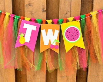Tutti Fruitti Highchair Banner | Fruit Birthday Party Decorations | TWOtti Fruitti Party Supplies | Fruit Party Decor