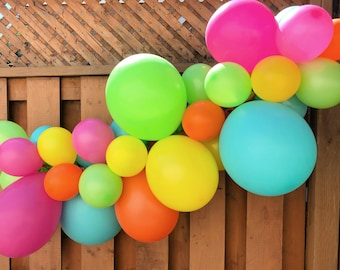 Bright Balloon Garland | Rainbow Birthday Party Decoration | Summer Party Decor | Pool Party Supplies | One in the Sun Party Decor