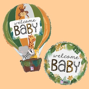 Jungle Baby Shower Balloon | Jungle Safari Baby Shower Decoration | Animal Baby Shower Balloons | Muted Green Baby Shower Decor