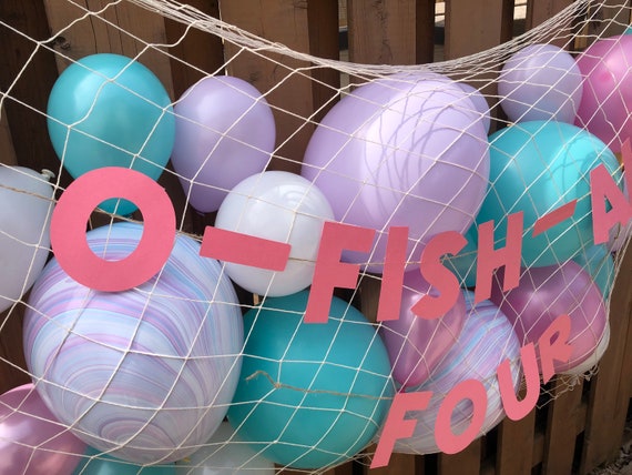 Buy Mermaid Balloon Fish Net Backdrop Mermaid Party Decorations Girls O-fish-ally  One Birthday Online in India 