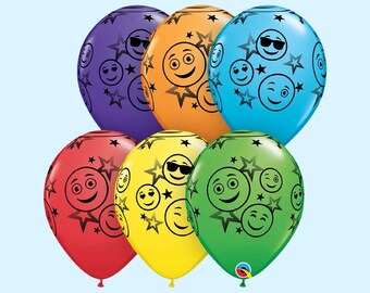 10 Piece 11 Inch Smile Face Balloons | One Happy Dude Birthday Party Decorations | Happy Face Party Supplies | Smile Party Decor