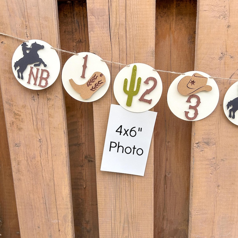 Cowboy Monthly Photo Banner | My First Rodeo Birthday Party Decorations | Milestone Banner | Western Birthday Party Supplies |First Birthday image 2