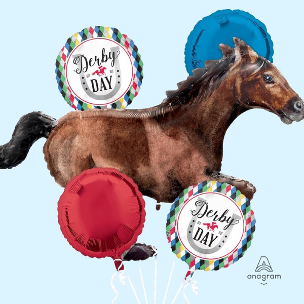 Derby Day Horse Balloon Bouquet | Derby Party Decorations | Derby Birthday Party Supplies | Horse Balloons | Equestrian Party Decor