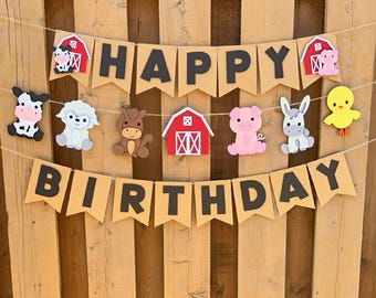 Custom Farm Banner | Barnyard Birthday Party Decorations | Farm Animal Decor | Three-I-E-I-O Party Supplies