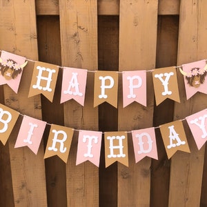 Pink Highland Cow Birthday Banner | Highland Cow Birthday Party Decorations | Holy Cow I'm One | Moo I'm Two | Farm Party
