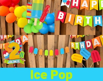 Rainbow Ice Pop Party Bundle | Pool Party Birthday Party Decorations | Summer Party Decor | Bright Pool Party Supplies