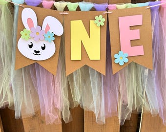 Bunny Highchair Banner | Some Bunny Is One Birthday Party Decorations | Spring Party Supplies | Easter First Birthday | Some Bunny Is Two