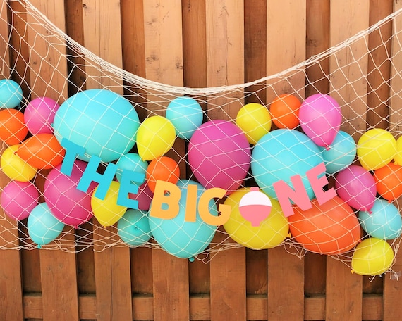 Pink The Big One Balloon Net Backdrop | Girls O-Fish-Ally One Birthday  Party Decoration | Fishing Party
