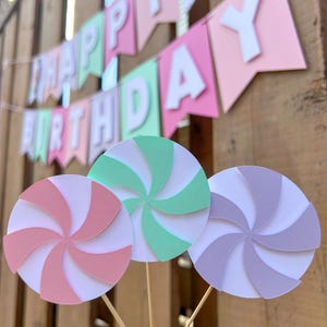 Peppermint Candy Swirl Cupcake Toppers | Nutcracker Party Supplies | Winter ONEderland Birthday Decorations | Pink Christmas Party Decor