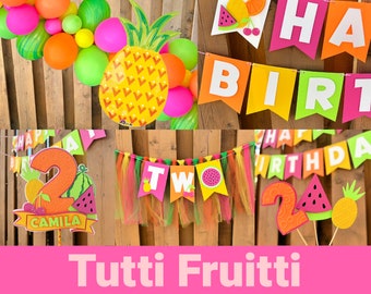 Tutti Fruitti Party Bundle | TWOtti Fruitti Birthday Party Decorations | Fruit Birthday Party Supplies | Tropical Fruit Party Decor