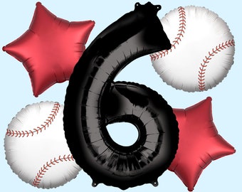 Baseball Number Balloon Bouquet | Sports Party Decorations | Baseball Birthday Party Decorations