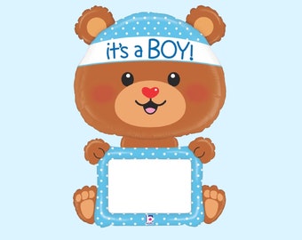 Jumbo 48 Inch It's a Boy Bear Balloon | Customizable Balloon | Teddy Bear Baby Shower Decorations | Bear Balloon | Boy Baby Shower