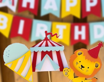 Carnival Cupcake Toppers | Circus Birthday Party Decorations | Big Top Party Decor | Snow Cone Party | Cotton Candy Decor