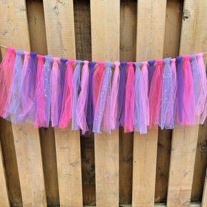 Guirnalda rosa para trona con temática espacial / Decoraciones para fiesta de cumpleaños "Dos en la Luna" / Artículos para fiesta "Primer viaje alrededor del sol" / Decoración para fiesta del espacio exterior Tulle Only