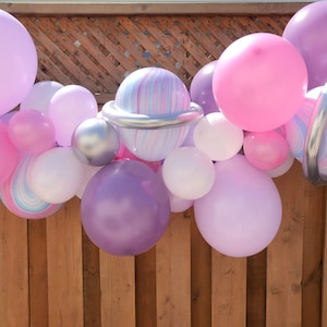 Pink Space Balloon Garland | Girls Outer Space Birthday Party Decoration | Two the Moon | First Trip Around the Sun