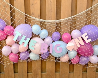 Pink The Big One Balloon Net Backdrop | Girls O-Fish-Ally One First Birthday Party Decorations | Pink Fishing Party Decor