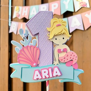 Custom Mermaid Cake Topper | Shellabrate Birthday Party Decorations | Under the Sea