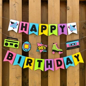 Custom 90s Banner | 90&#39;s Birthday Party Decorations | Bach to the 90&#39;s Party Supplies | Decade Party Decor