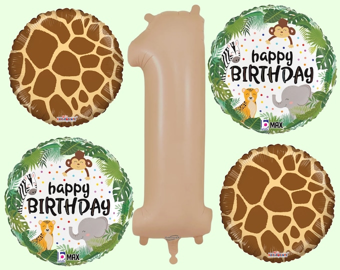 Safari Birthday Balloon, Jungle Birthday Balloon, Happy Birthday