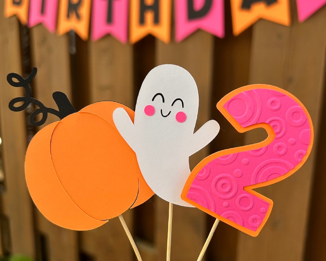 Bright Neon Pink Halloween Cupcake Toppers Pink Halloween Birthday