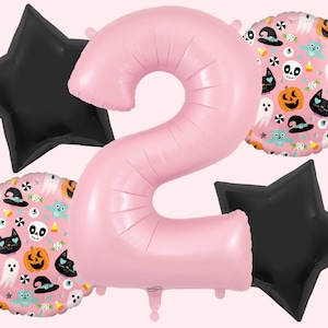 Two Spooky Balloon Bouquet | Pink Pastel Halloween Birthday Party Decoration | Two Spooky Party Supplies