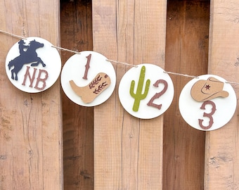 Cowboy Monthly Photo Banner | My First Rodeo Birthday Party Decorations | Milestone Banner | Western Birthday Party Supplies |First Birthday