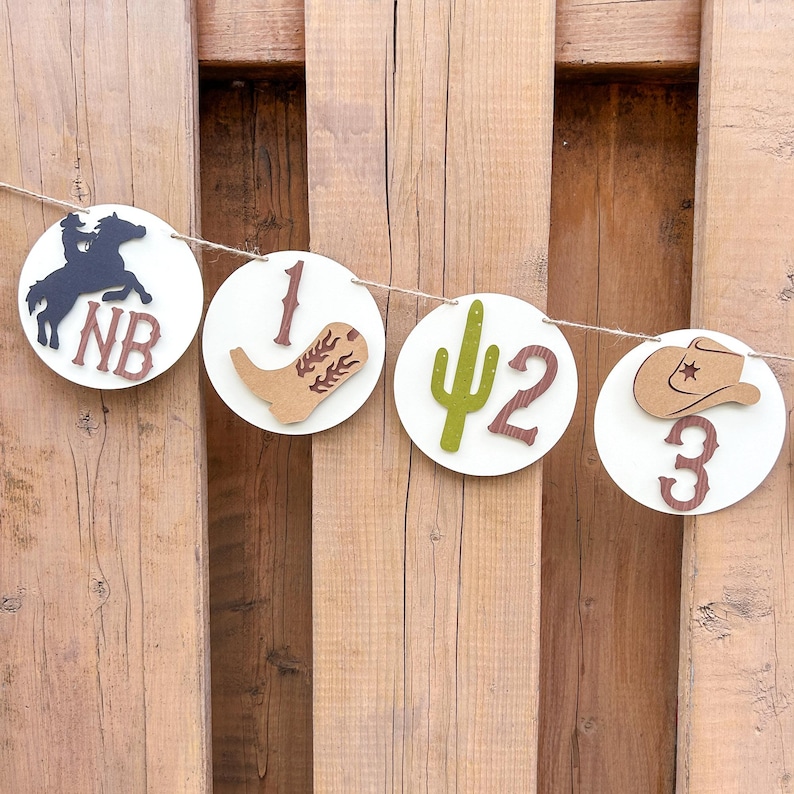Cowboy Monthly Photo Banner | My First Rodeo Birthday Party Decorations | Milestone Banner | Western Birthday Party Supplies |First Birthday image 1