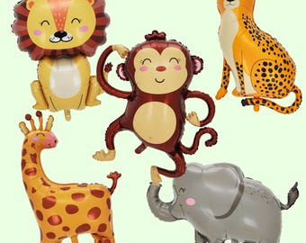 Jungle Animal Balloons | Safari Birthday Party Decorations | Wild One Party Supplies | Two Wild Party Decor
