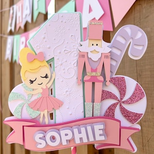 Pink Nutcracker Cake Topper | Winter ONEderland Birthday Party Decorations | Pink Christmas Party Decor | Nutcracker Birthday Party Supplies