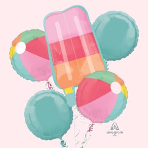 Summer Ice Cream Balloon Bouquet | Pool Party Birthday Decorations | One in the Sun | Summer Party Supplies | Beach Ball Balloons