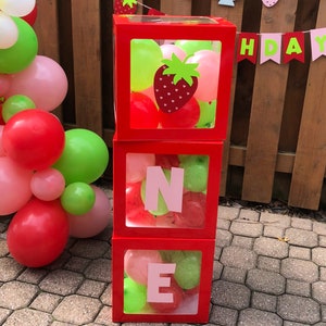 Strawberry Balloon Boxes | Berry First Birthday Party Decorations | Sweet One Party Supplies | Berry Party Decor