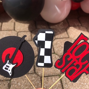 Rock & Roll Cupcake Toppers | One Rocks Birthday Party Decorations | Rock Music Party Supplies | Born 2 Rock Party Decor