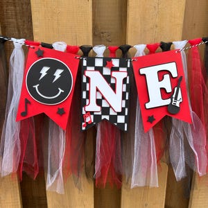 Rock & Roll Highchair Banner | One Rocks First Birthday Party Decorations | Rock Music Party Supplies | Born 2 Rock Party Decor